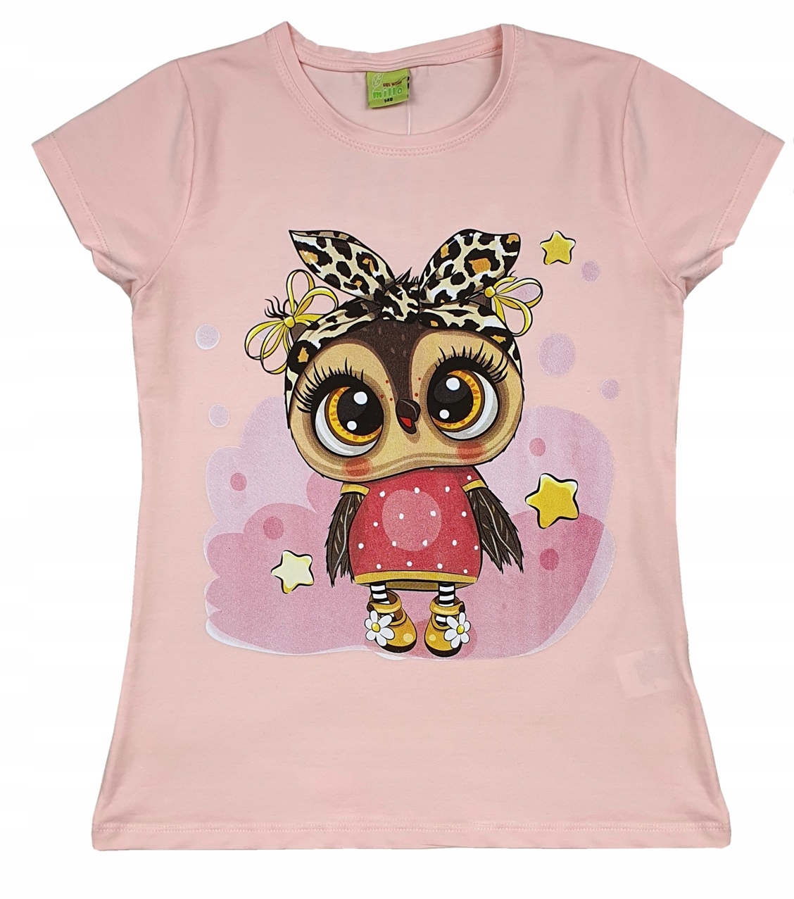 

Bluzka t-shirt nadruk Sowa pudrowa 128 CK83