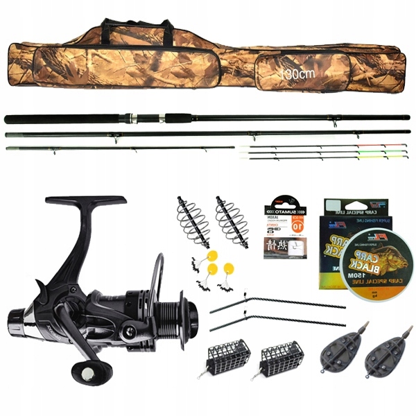 Zestaw Wędkarski wędka Feeder 3,6m kołowrotek Pokrowiec akcesoria method