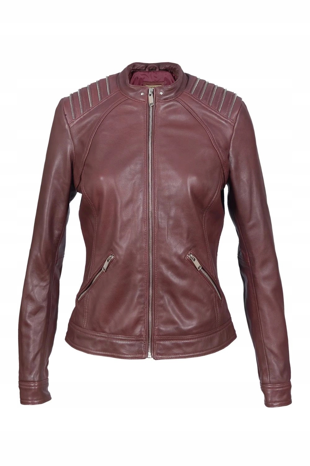Kožená bunda Chyston dámská klasická vínová kůže r.XL