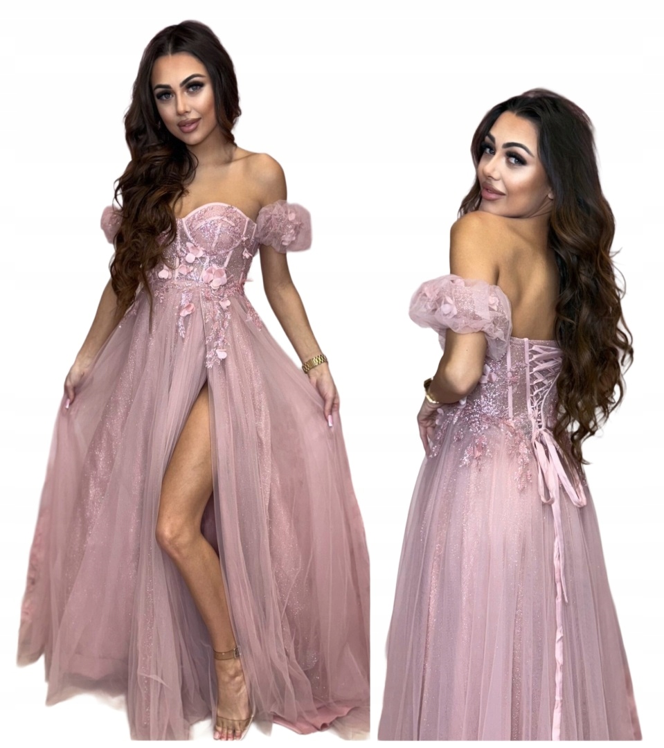 Madrid pudrová růžová Tylová Šaty Princezna ples svatební hostina družičky M