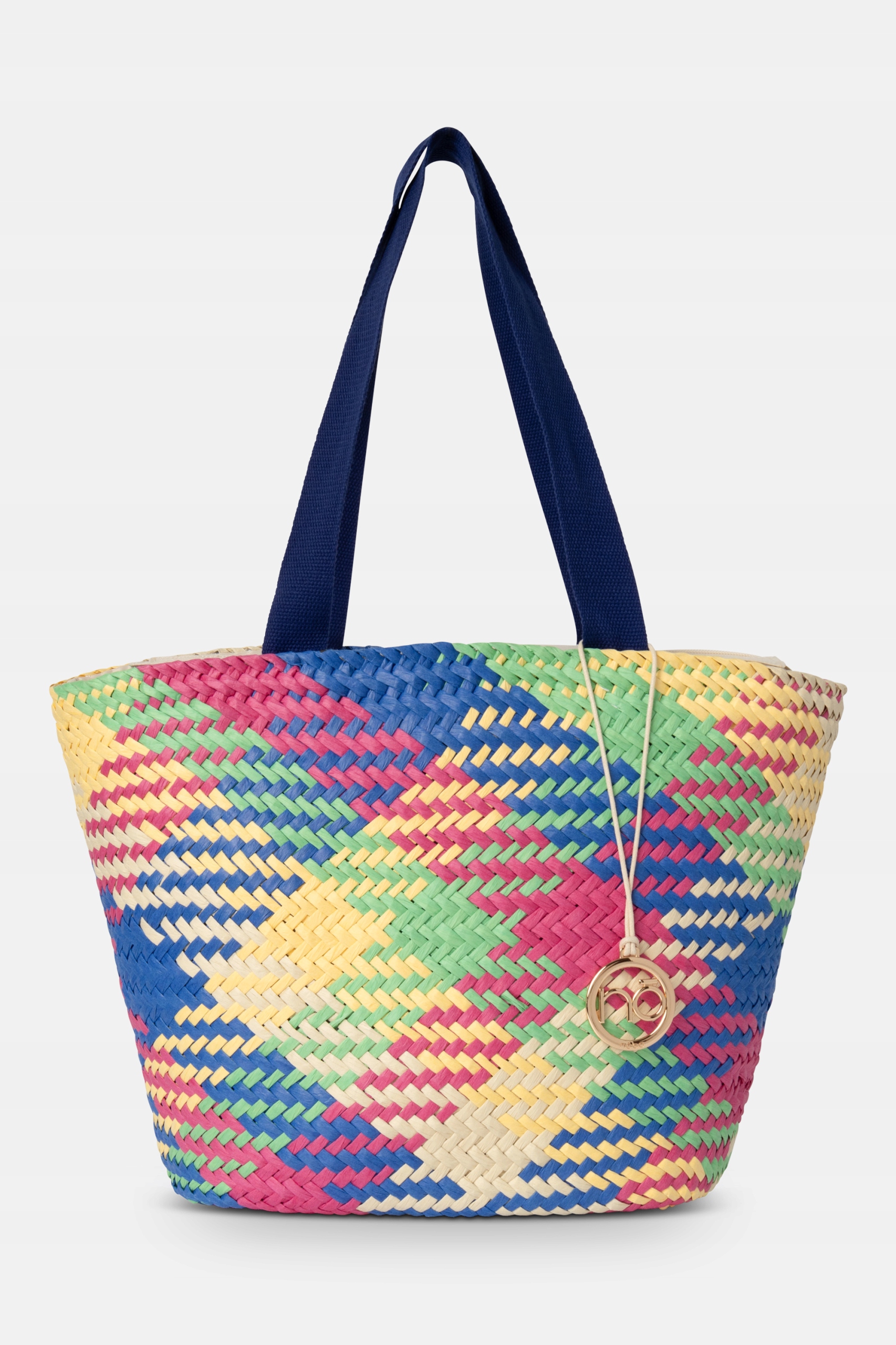 Torba plażowa NOBO w kratkę multikolorowa Wielkość duża (mieszcząca A4)