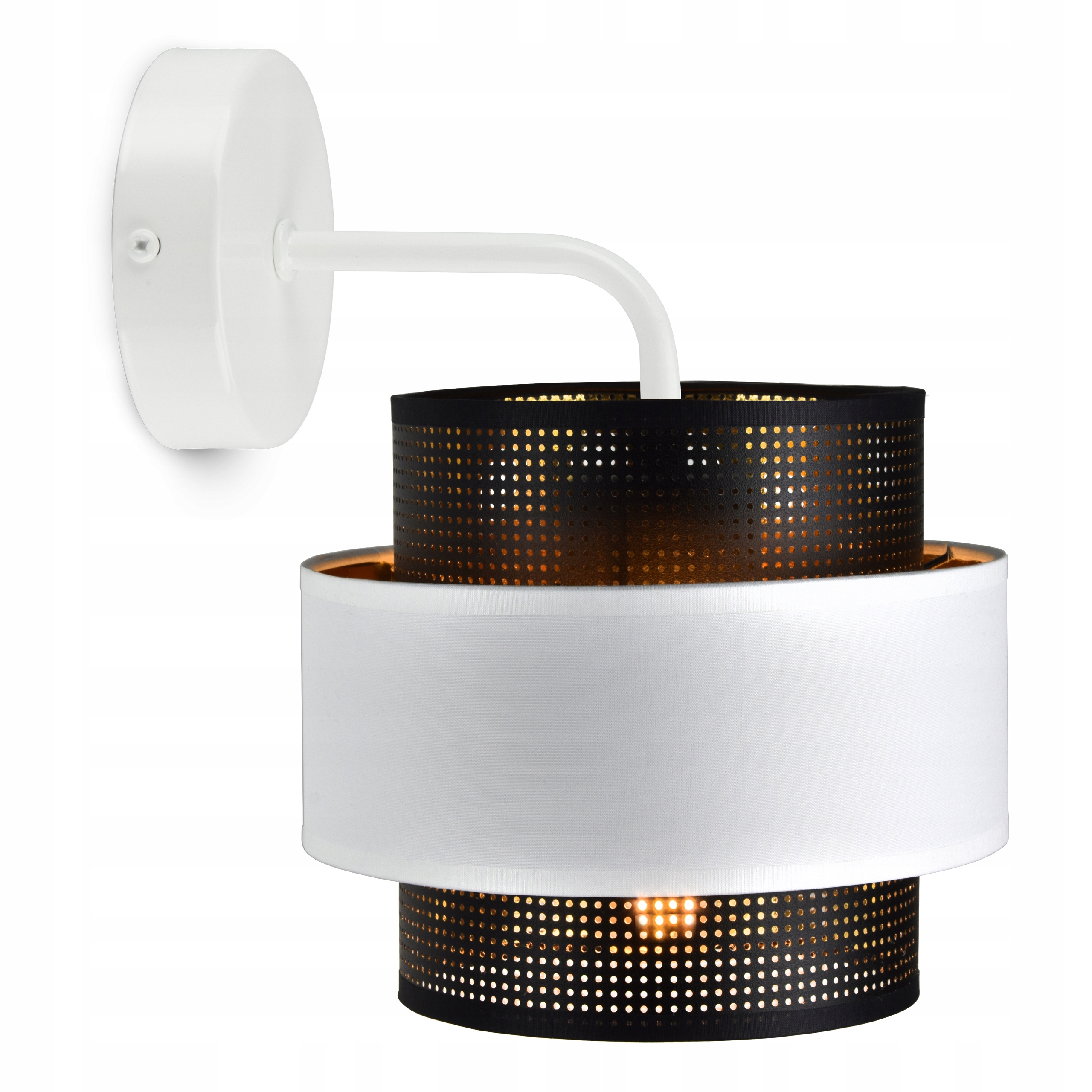 

Lampa Ścienna Kinkiet Glamour Biała Czarna Złota
