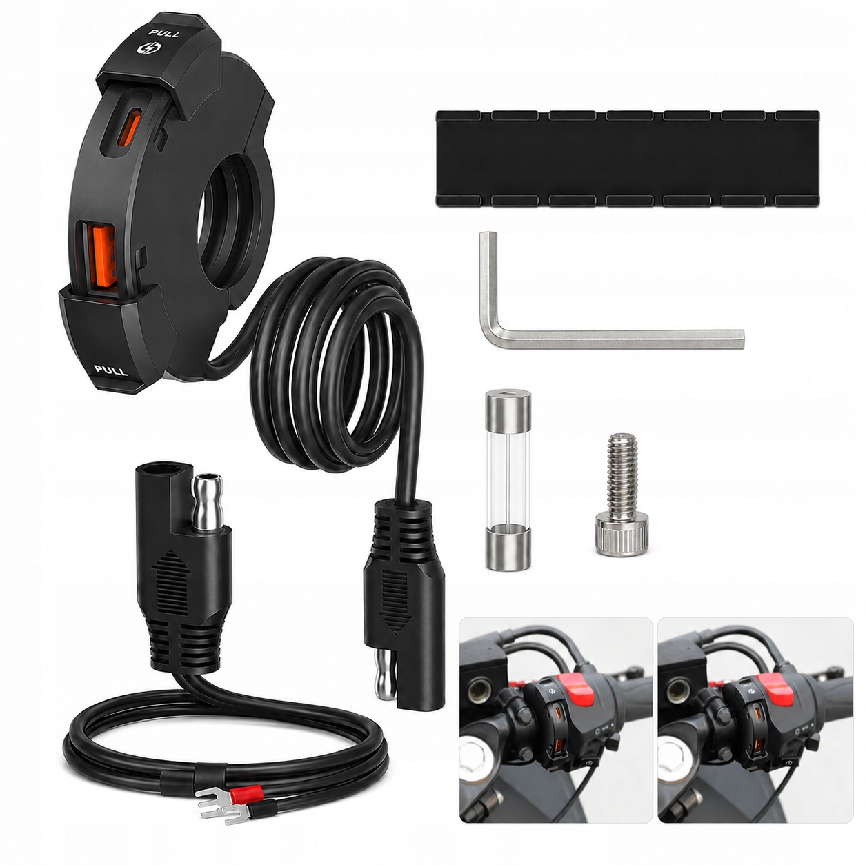 Ładowarka Motocyklowa Na Kierownicę Usb QC3.0 18W Pd 30W Szybkie Ładowanie
