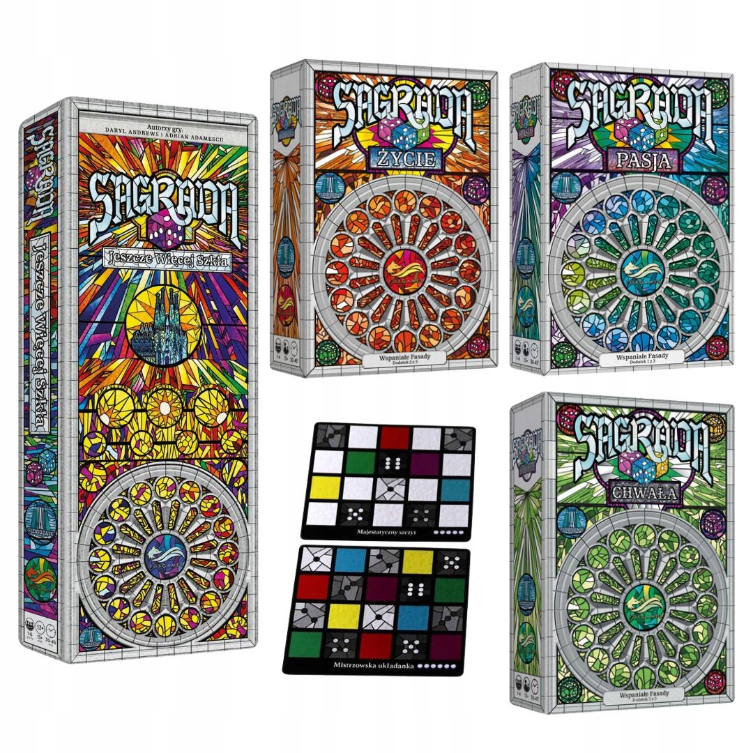 Zestaw 5w1 Sagrada dodatki Chwała Życie Pasja Więcej Szkła 2 karty