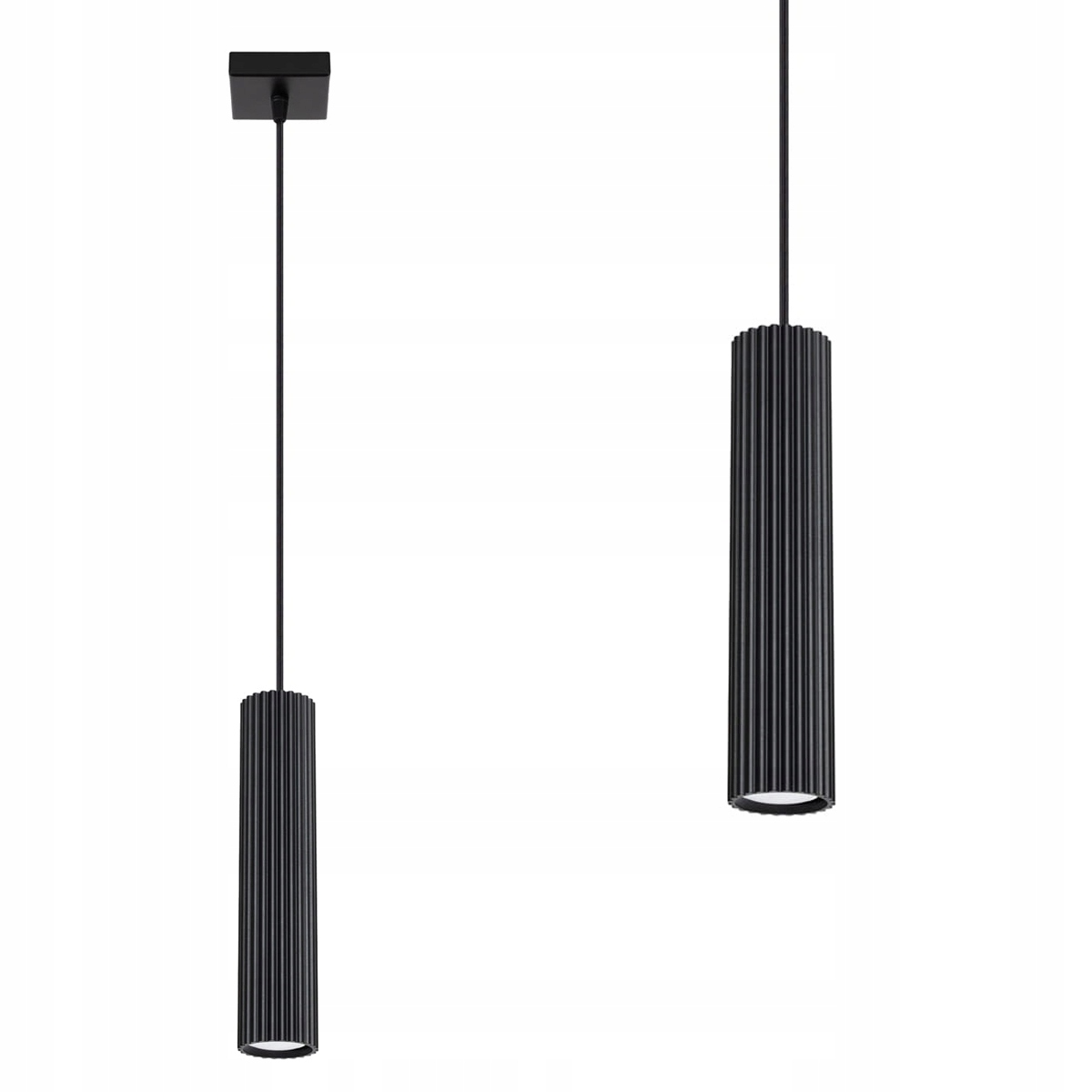 Jednotlivý černý převis na GU10, válcové elegantní stínidlo Karbon Sollux