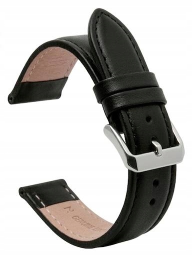 PASEK DO ZEGARKA 20MM MĘSKI CZARNY SKÓRZANY TELESKOPY