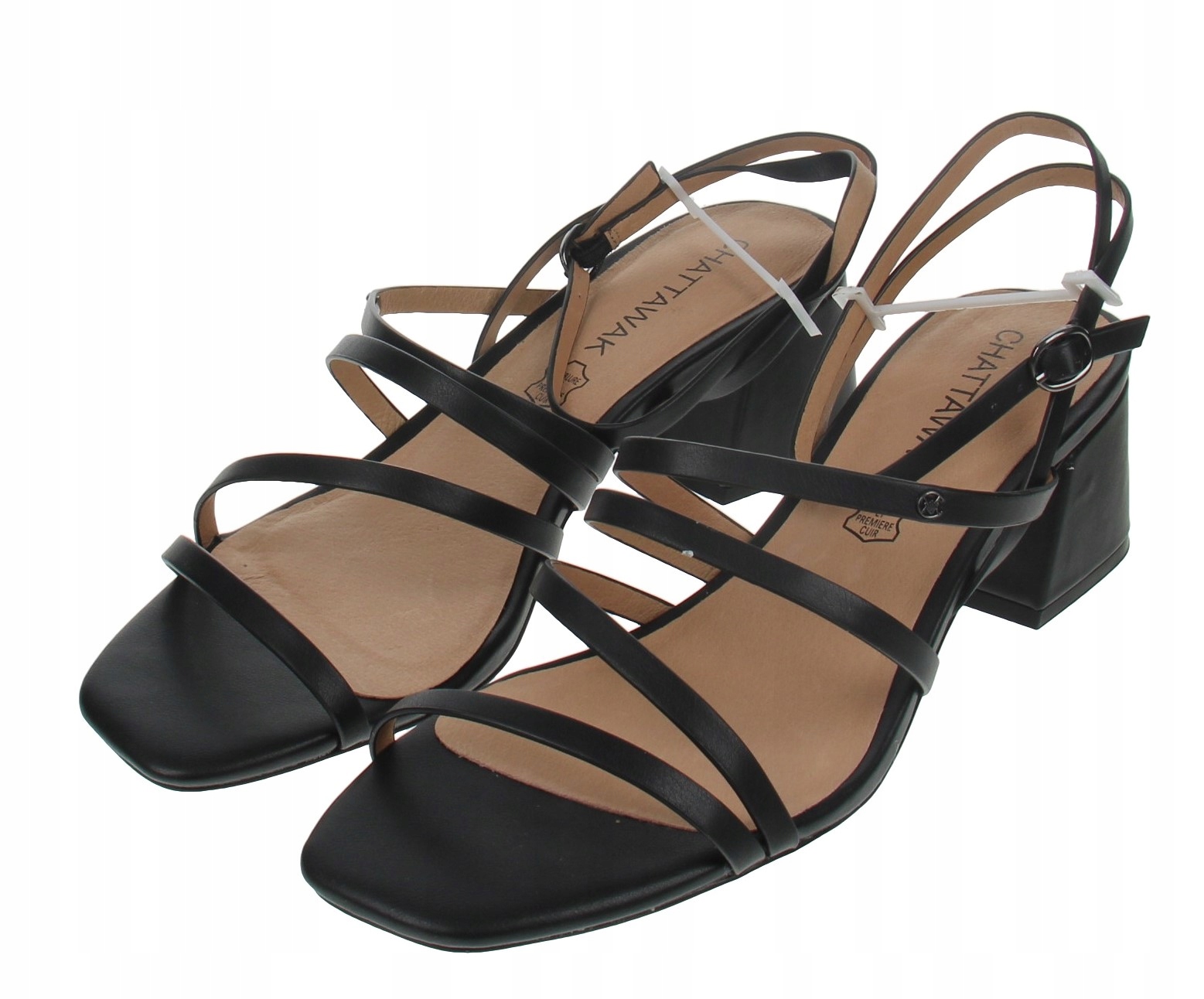 Chattawak Černé Sandály Na Špici S Pásky Kůže 41 J3A