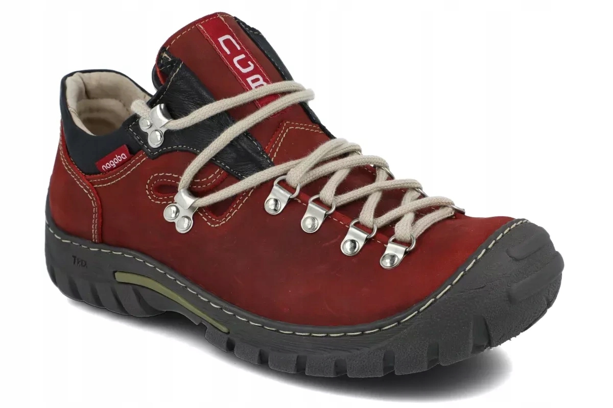 Polobotky Nagaba 055 červené kožené trekové boty R37