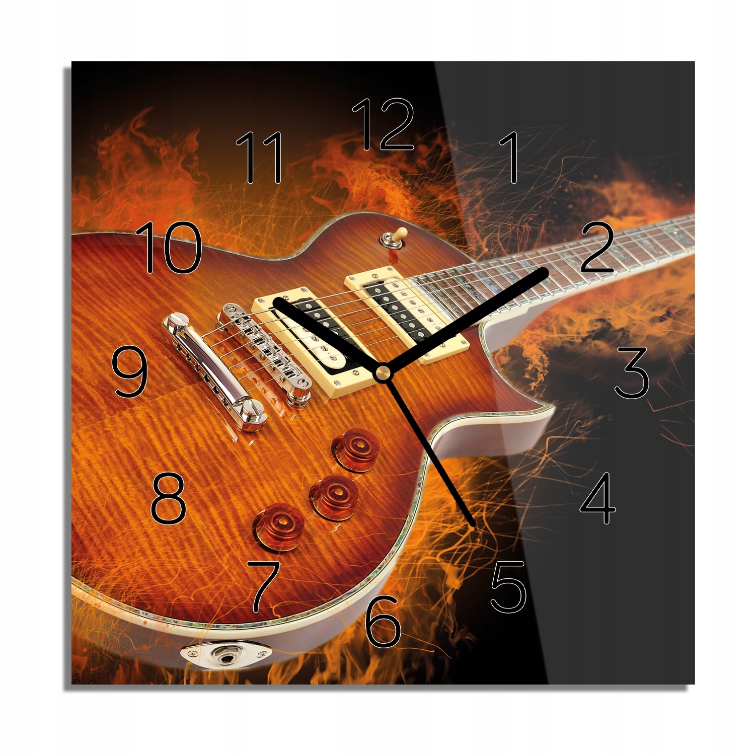 

Gitara muzyka ogień zegar szklany do jadalni 30x30