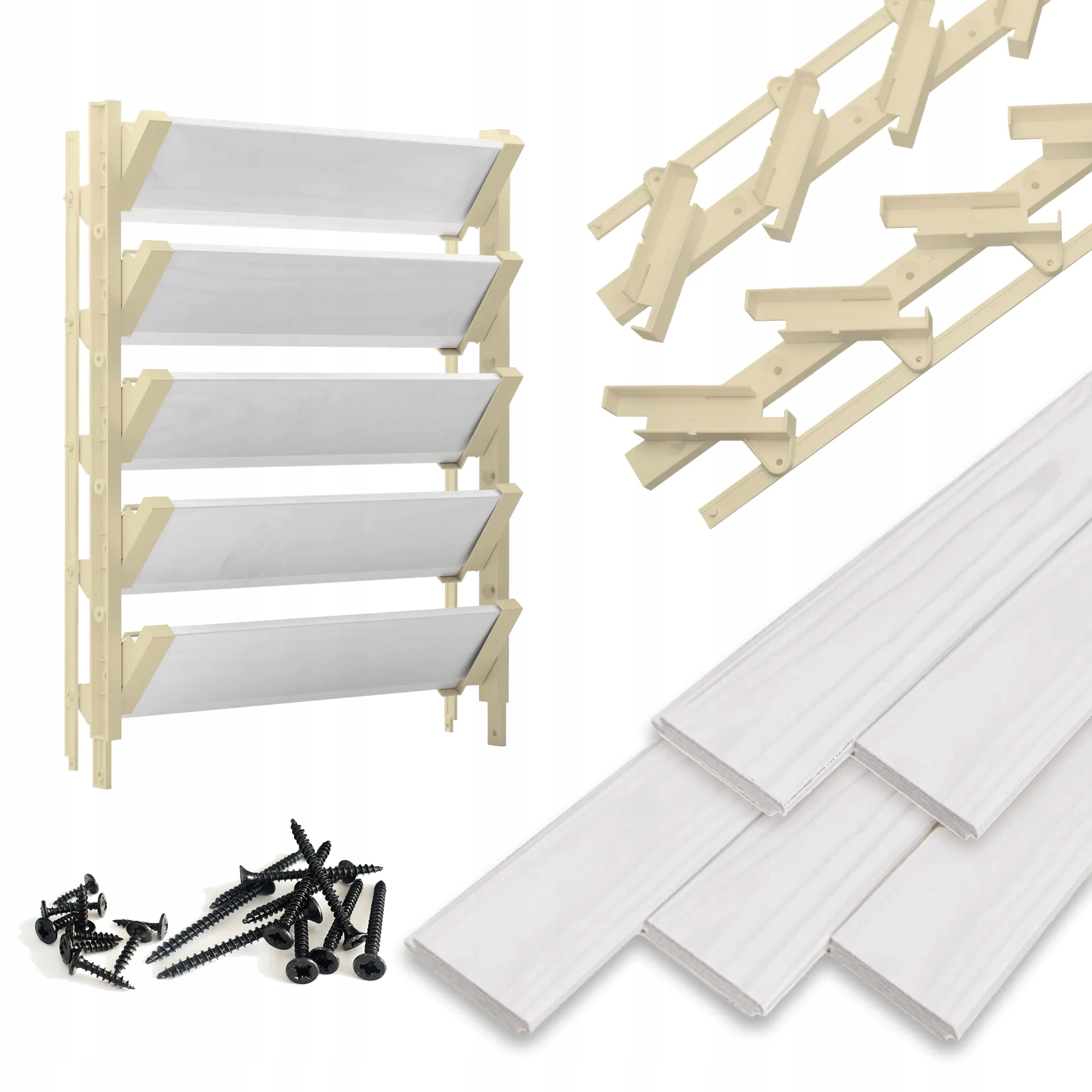 Pohyblivé dosky Biele 5 ks Shutters System Hdpe Terasové žalúzie Béžová