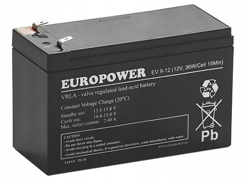 

Europower Ev 12V 9Ah F2 T2 Faston 250 Apc Rbc Ups