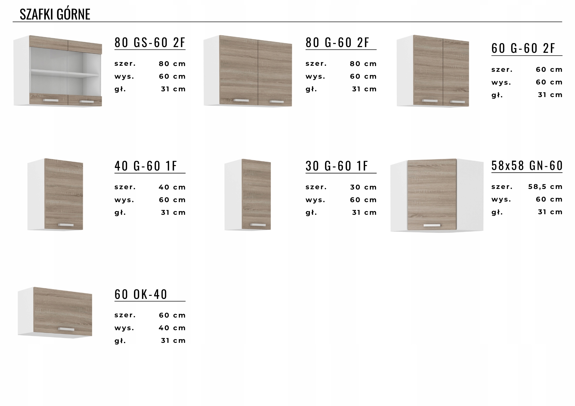 Szafka kuchenna OXFORD 40 D 1S 1F ZB + blat Wysokość mebla 82 cm