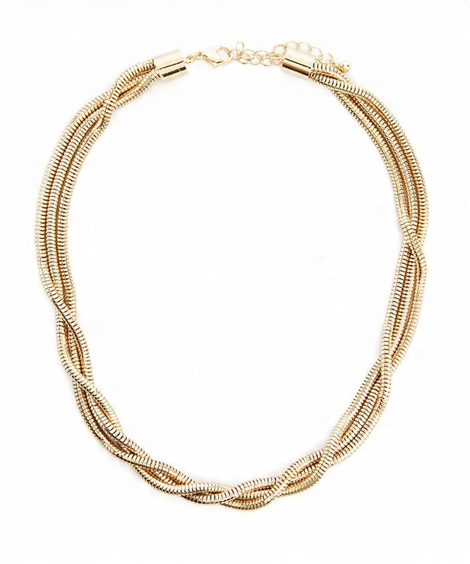 

Naszyjnik choker sprężynka potrójny złoty
