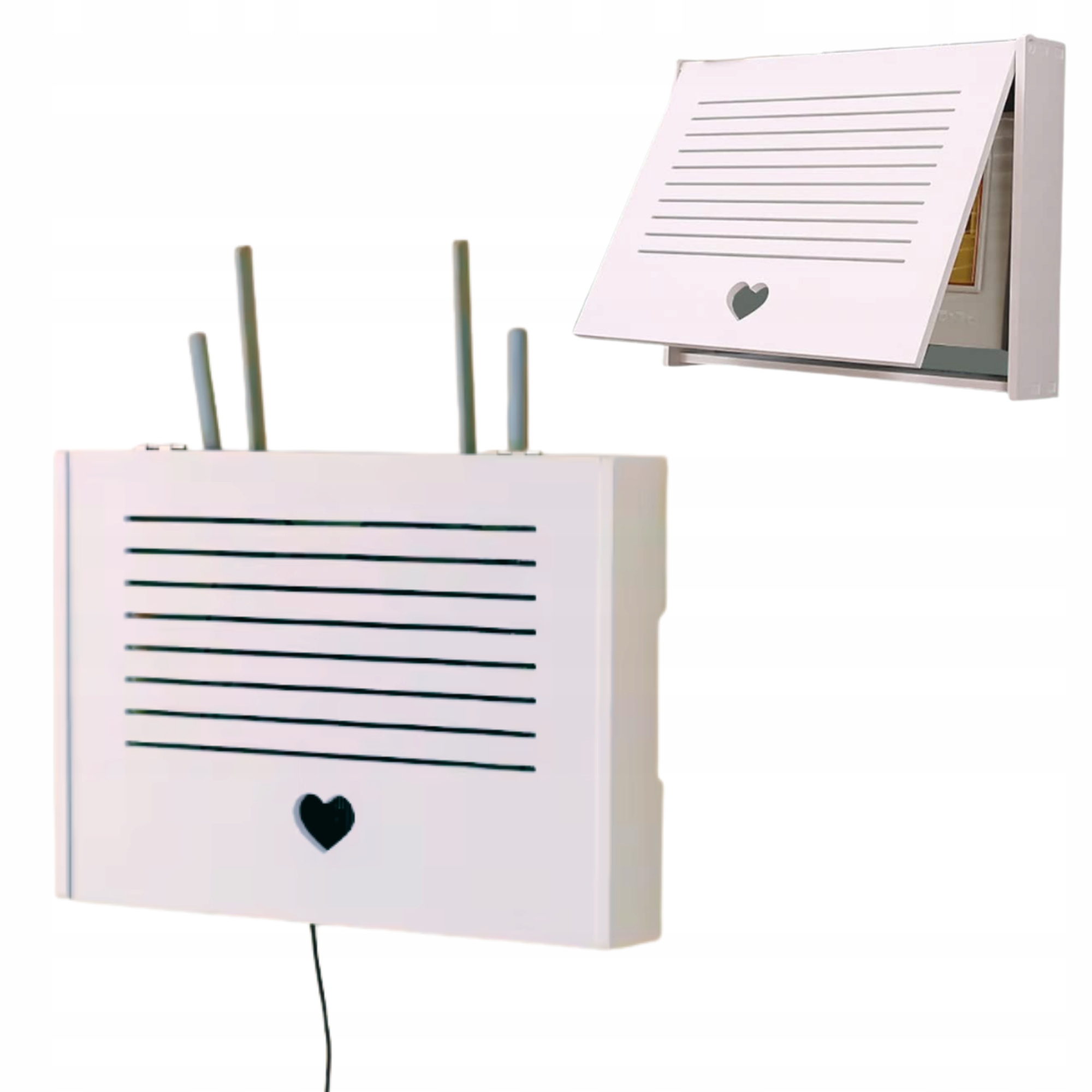 ŚCIENNA PÓŁKA OSŁONKA NA ROUTER WIFI maskownica biała uchylna szafka