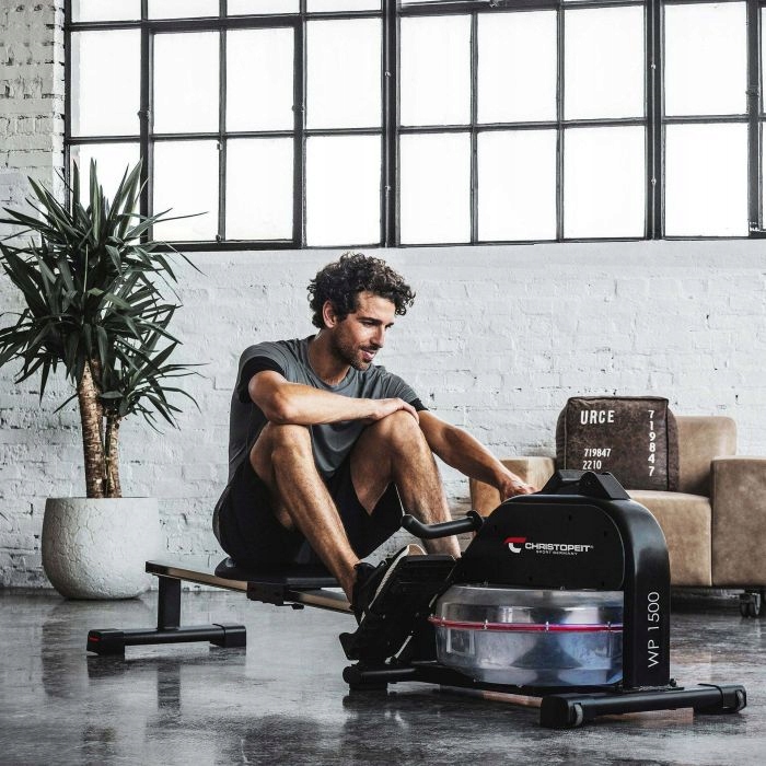 Wioślarz wodny Christopeit Sport WP 1500 Duży Bluetooth Kinomap Maksymalna waga użytkownika 120 kg