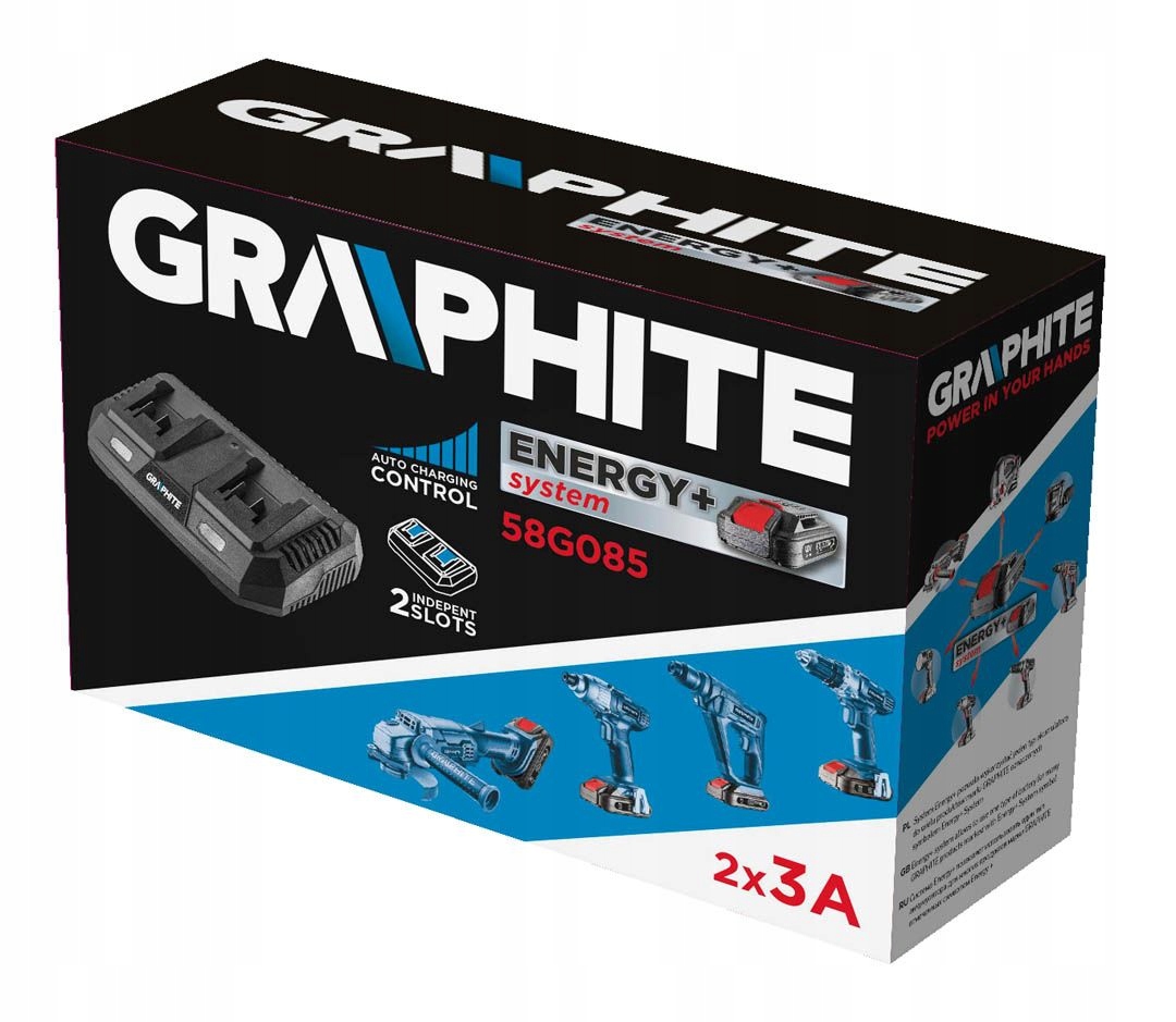 GRAPHITE ŁADOWARKA PODWÓJNA DO AKUMULATORÓW BATERII ENEGRY+ GRAPHITE 58G085 Marka Graphite