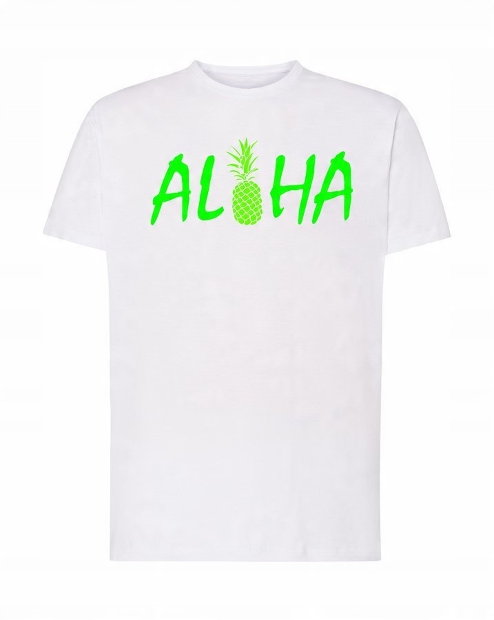 

Koszulka męska Lato Aloha wakacyjna, biała 2XL