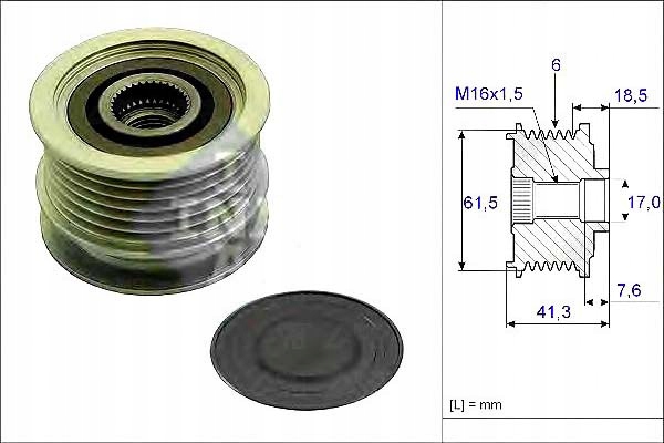 INA OUTLET! - KOŁO PASOWE ALTERNATORA OPEL 1,9CDTI