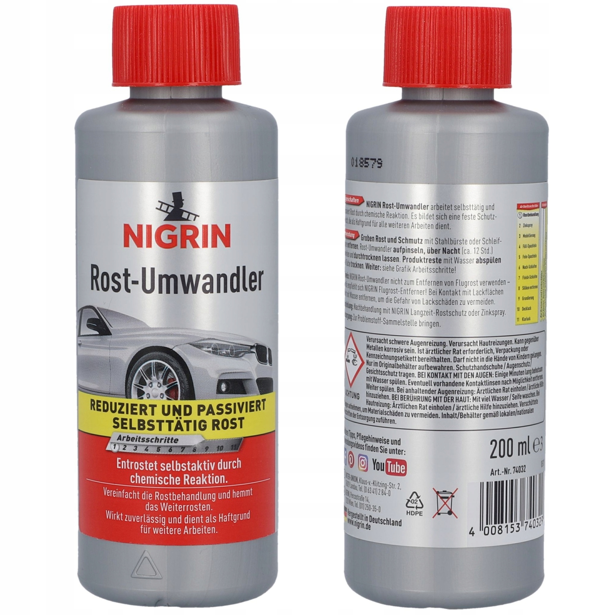 Nigrin Neutralizator Rdzy Odrdzewiacz Antykorozyjny Konwerter Rdzy 200 ml