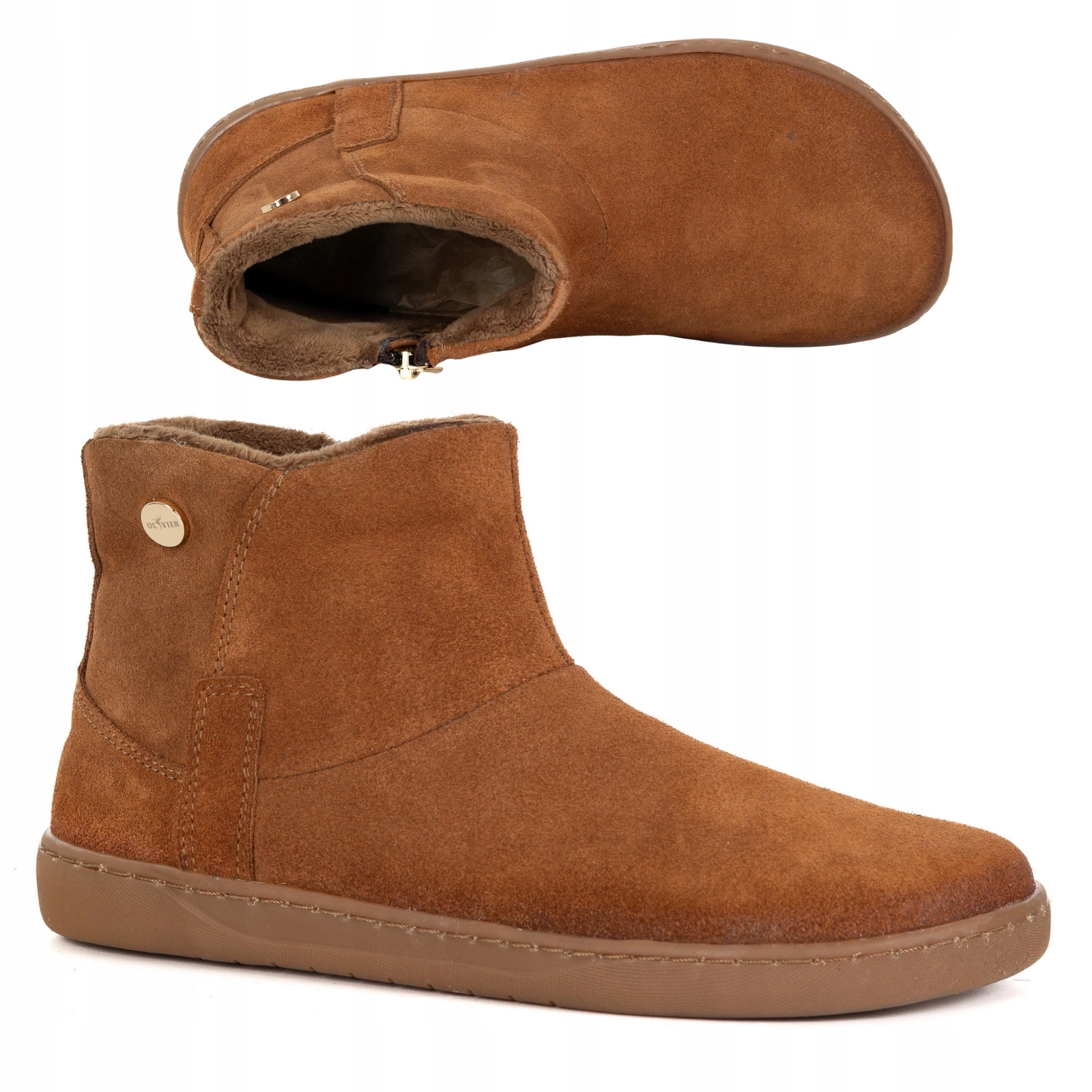 Dámské zimní kotníkové boty barefoot kožené zateplené Olivier 202MP hnědé 36