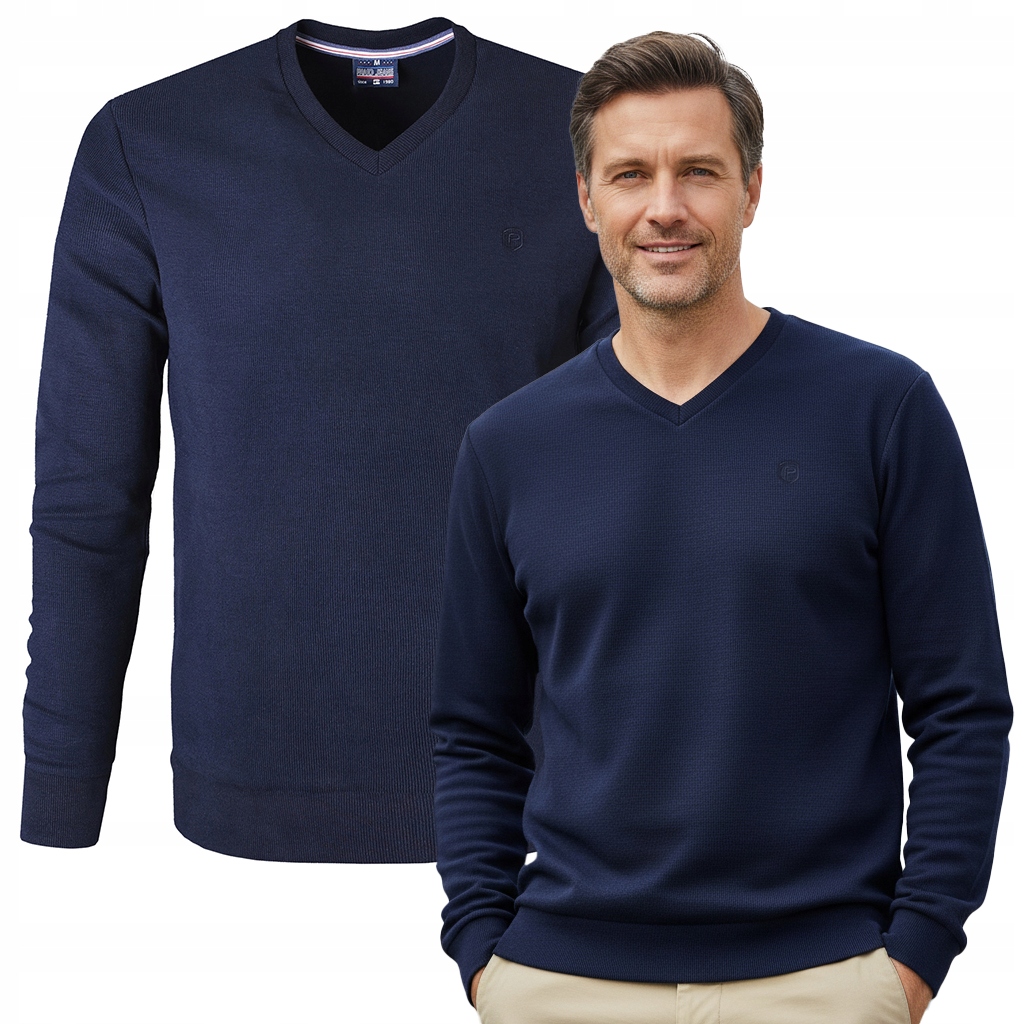 Pohodlná pánská mikina mikina bez kapuce tmavě modrá melanž, 3XL Pako Jeans