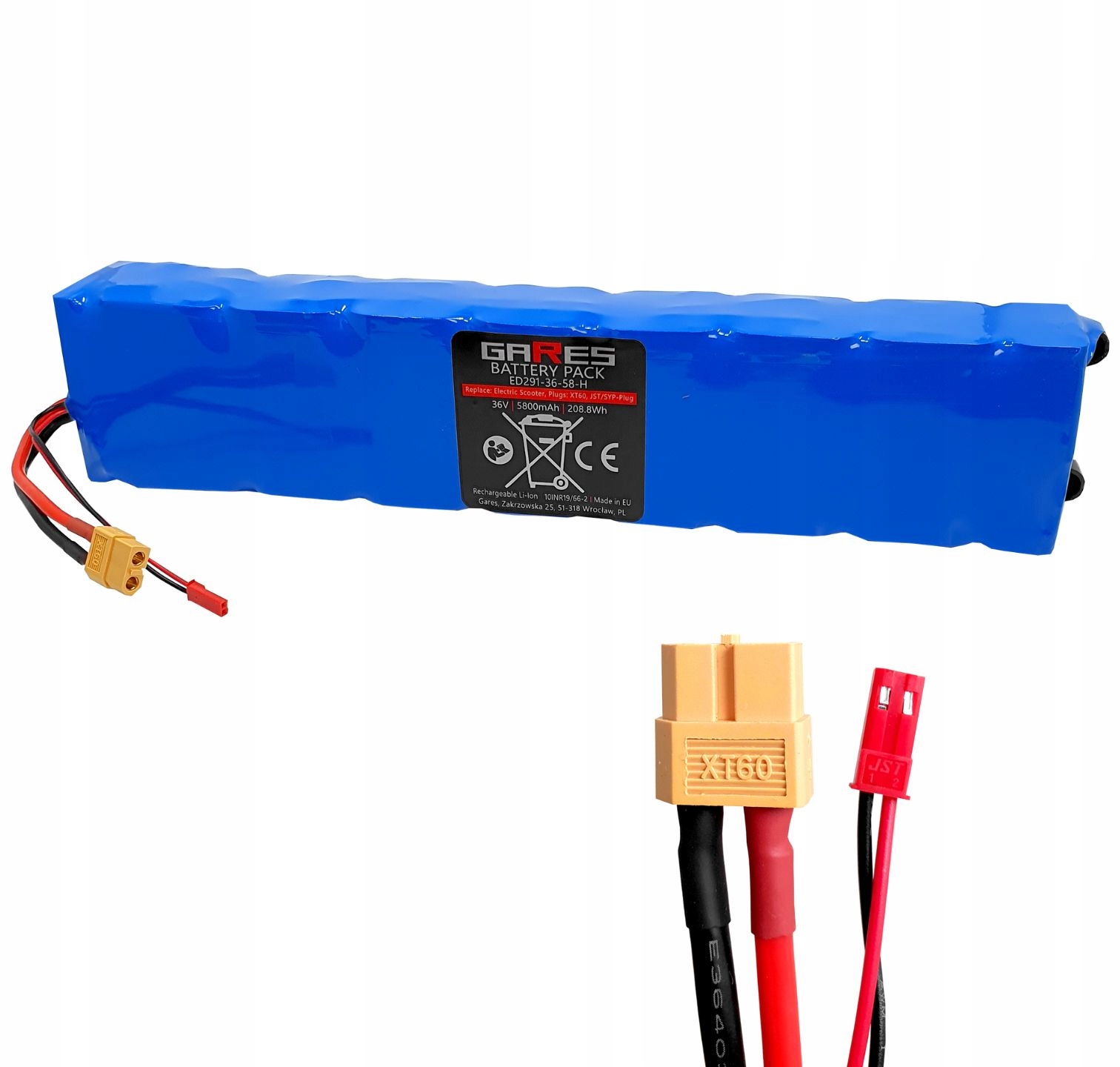 Bateria Akumulator do Hulajnogi Elektrycznej wtyk XT60 Jst-sm 36V 5,8Ah