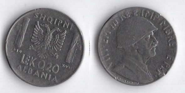 ALBANIA OKUPACJA WŁOSKA 1939 0.20 LEK