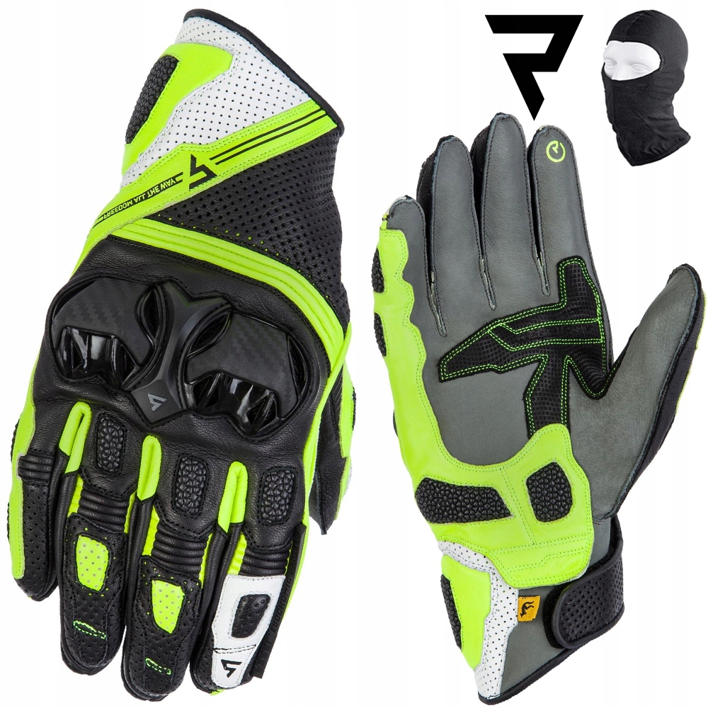 Motocyklové Rukavice Rebelhorn St Fluo Pánske Krátke Kožené Darček