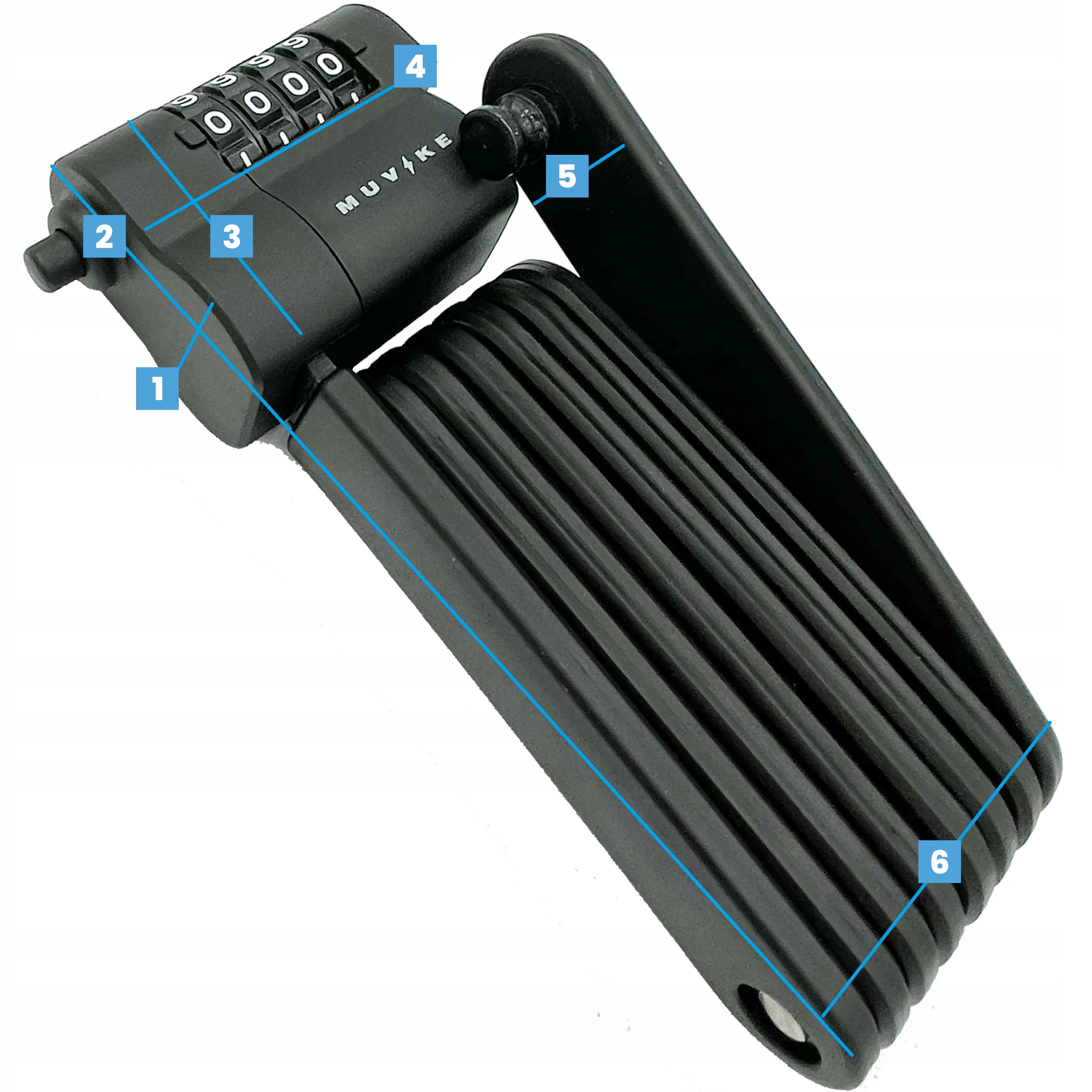 ZAPIĘCIE ROWEROWE SKŁADANE ZAPIĘCIE DO ROWERU MUVIKE FOLD 800/8C SZYFR 85cm Waga produktu z opakowaniem jednostkowym 1 kg