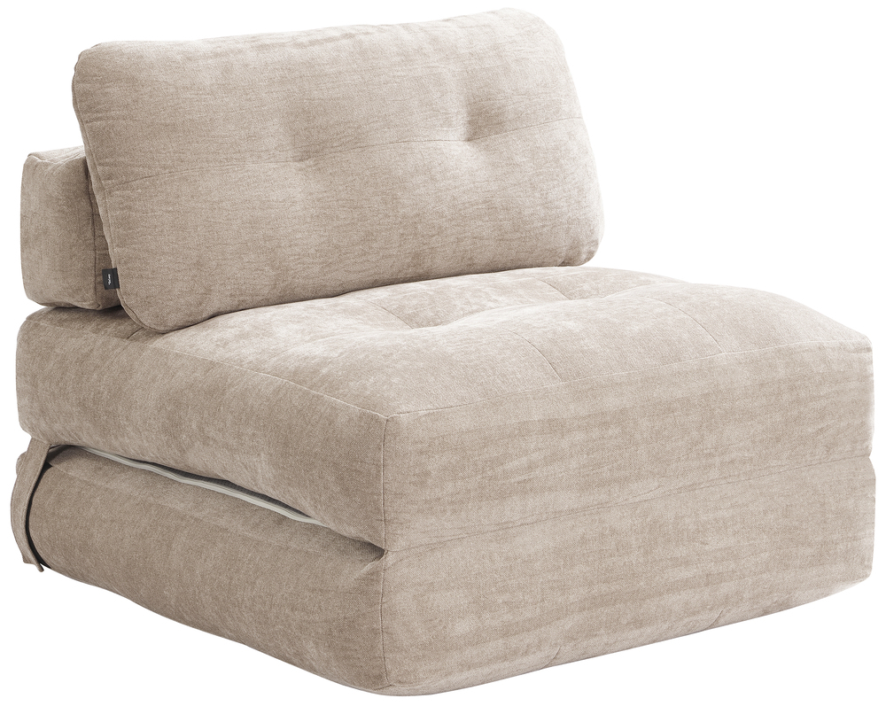 Rozkládací křeslo Milessive béžová šenilová barva, snadno se čistí