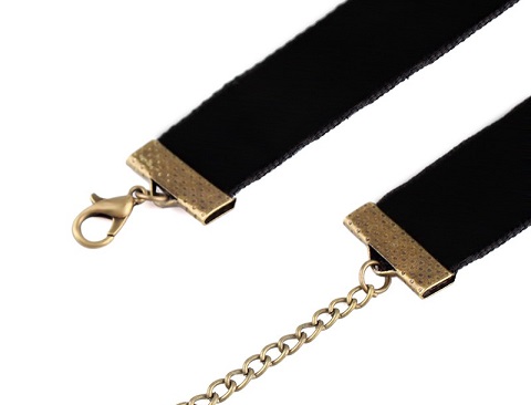 NASZYJNIK CZARNY CHOKER SREBRNY RZEMYK TASIEMKA Marka Inna marka