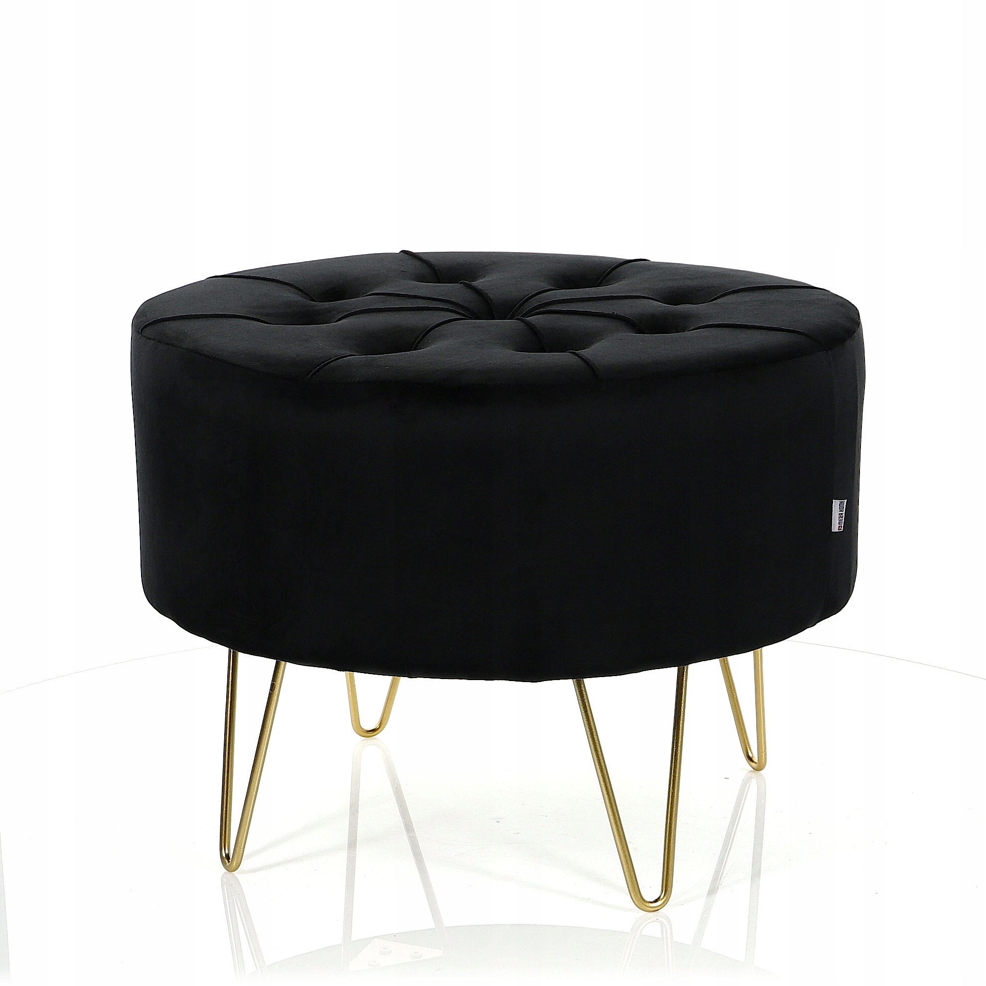 Pufa Welurowa Złota Czarna Welur podnóżek 43cm Wysokość mebla 43 cm