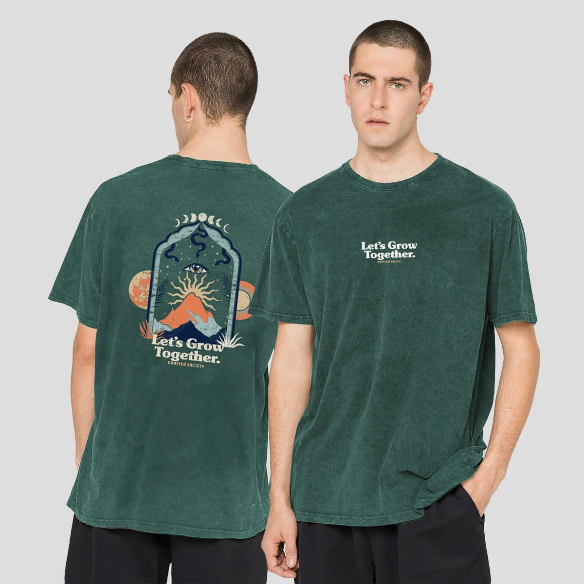 Tričko Kaotiko Washed Let's Grow Xs, zelené, Městské