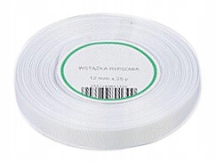 

Rypsowa wstążka tasiemka taśma Biała 12mm 22m