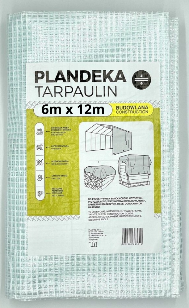 Plachta voděodolná 6 x 12 m, transparentní, ochranná, Plachta plachta