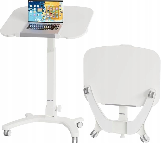 Składany stolik na laptopa Bontec 65×50 cm regulowany na kółkach mobilny