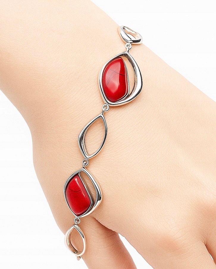 Stříbrný náramek s Korály, stříbro 925