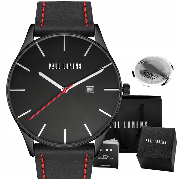 Pánské hodinky Paul Lorens Longio klasické datumovka Box Gravírování