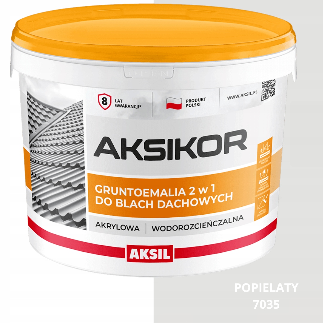 Aksikor Farba Na Strechu 2V1 Popolavá 7035 Vodná 10 L