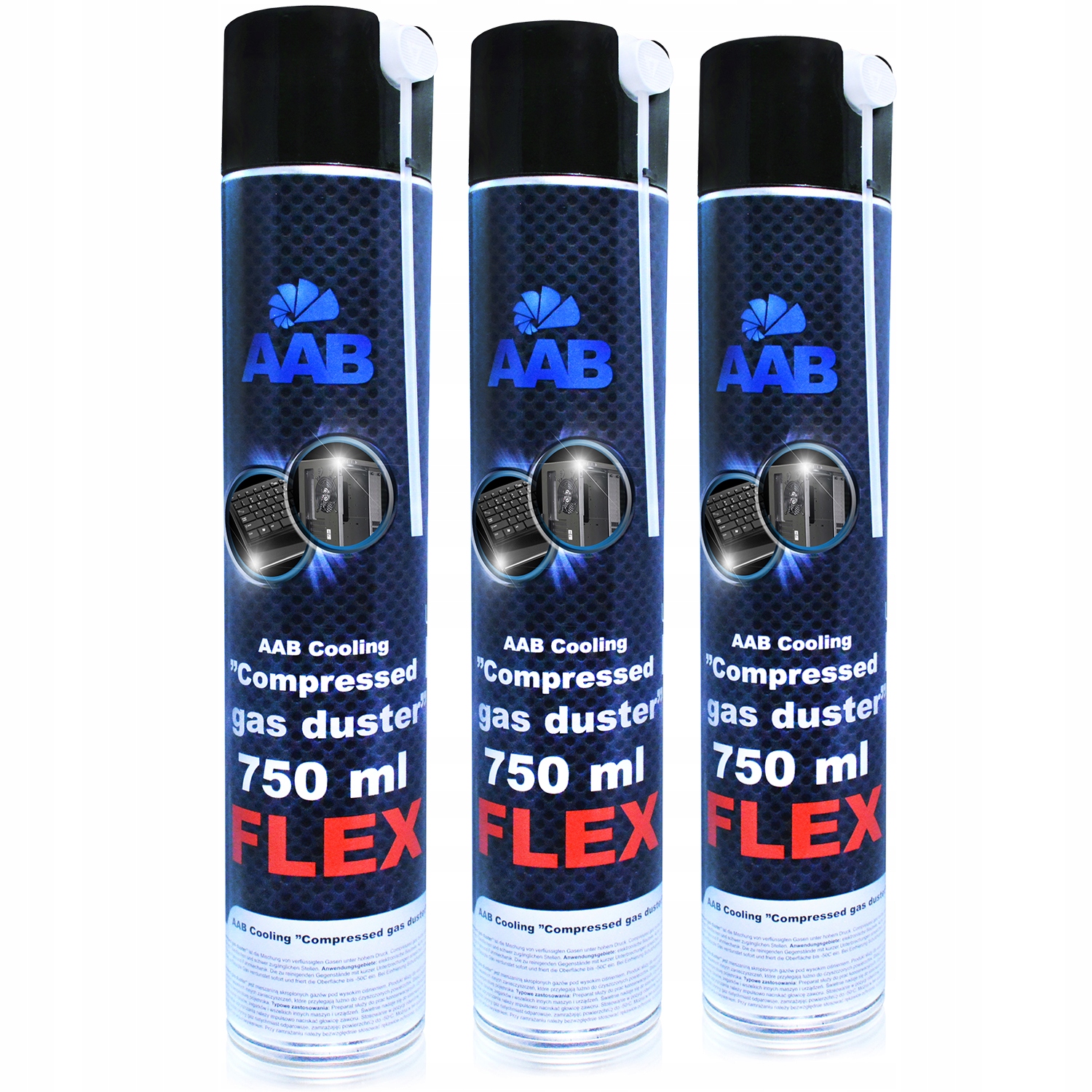 

3x Aab Cooling Sprężone-powietrze 750ml RURKA-60cm