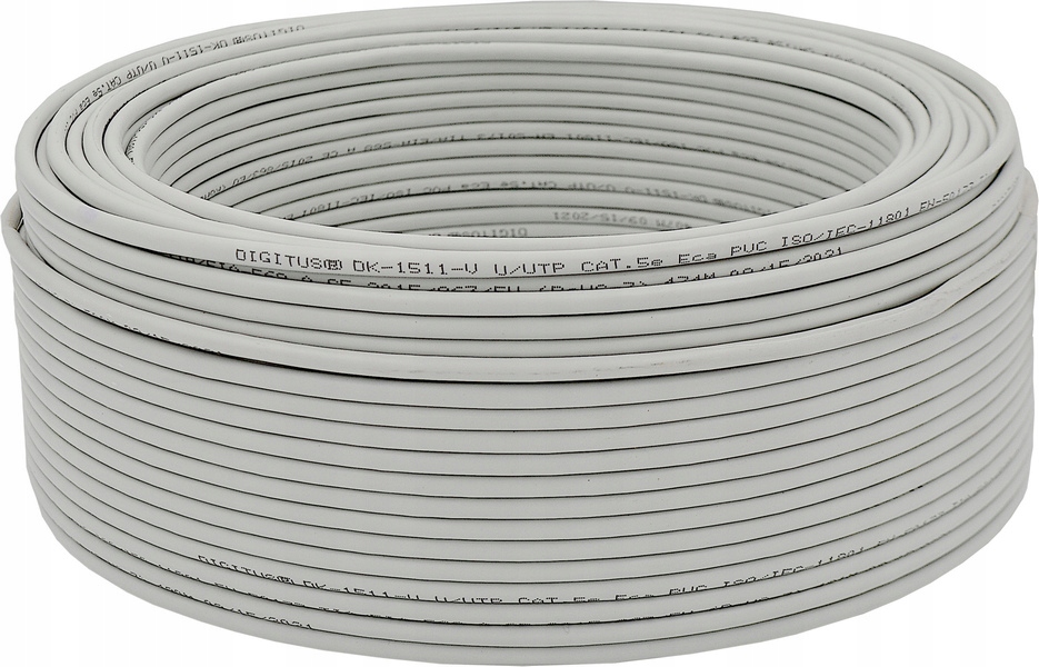 Kabel przewód skrętka Utp kat 5e Digitus 50m Szary