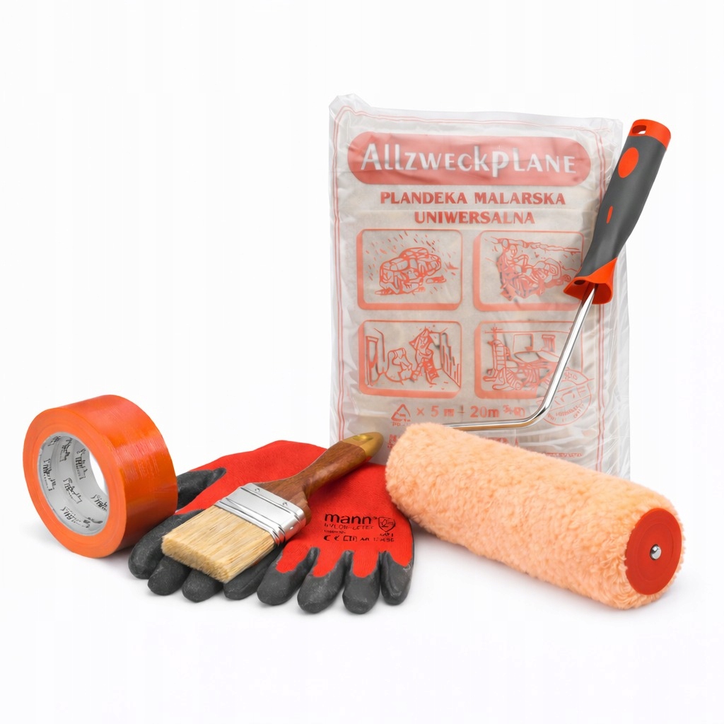 Sada Nářadí Nezbytná Pro Rekonstrukci Páska Štětec Váleček Fólie Rukavice