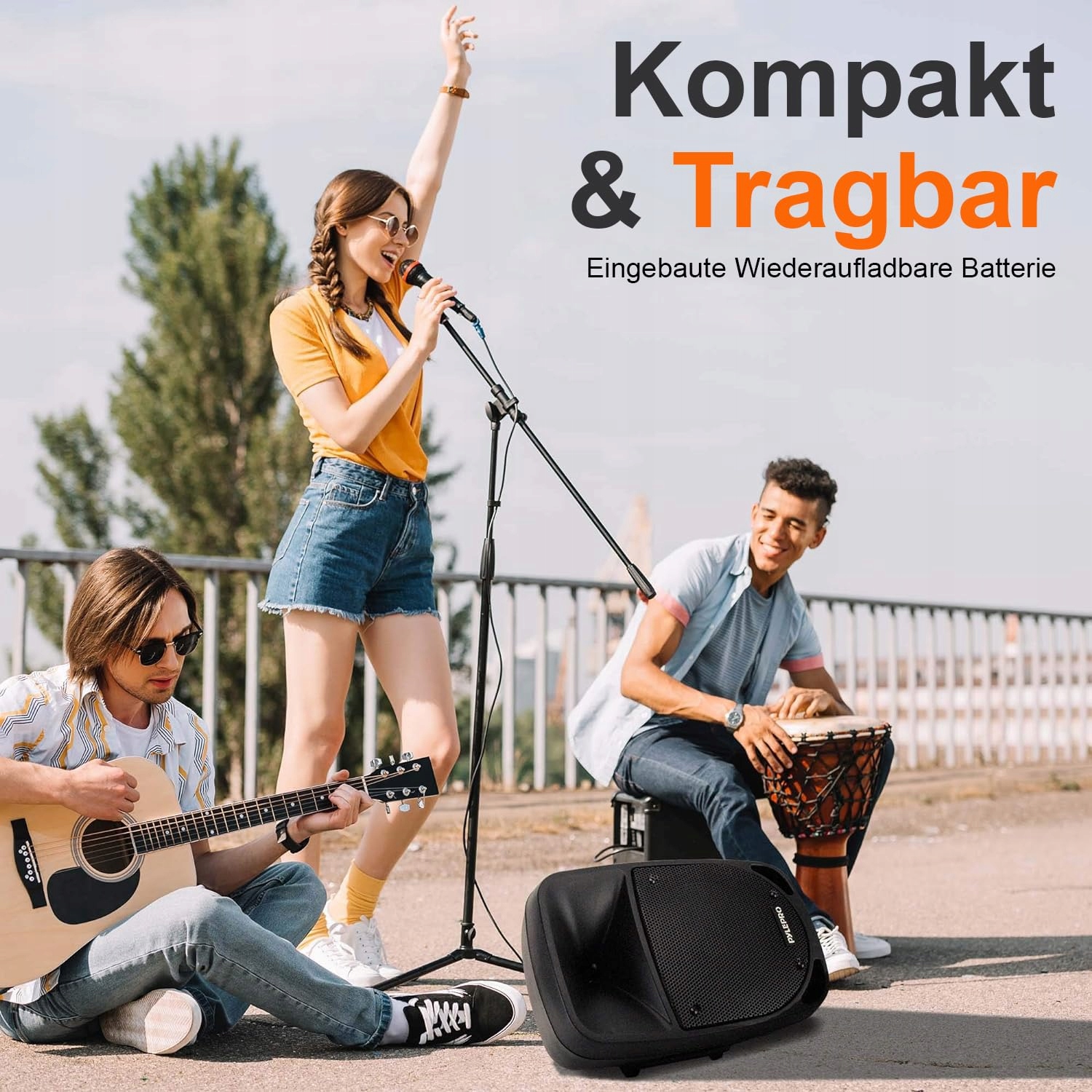 PYLE Przenośna Karaoke Maszyna Bluetooth 800W Zestaw Głośnik Party LED — miniatura 6