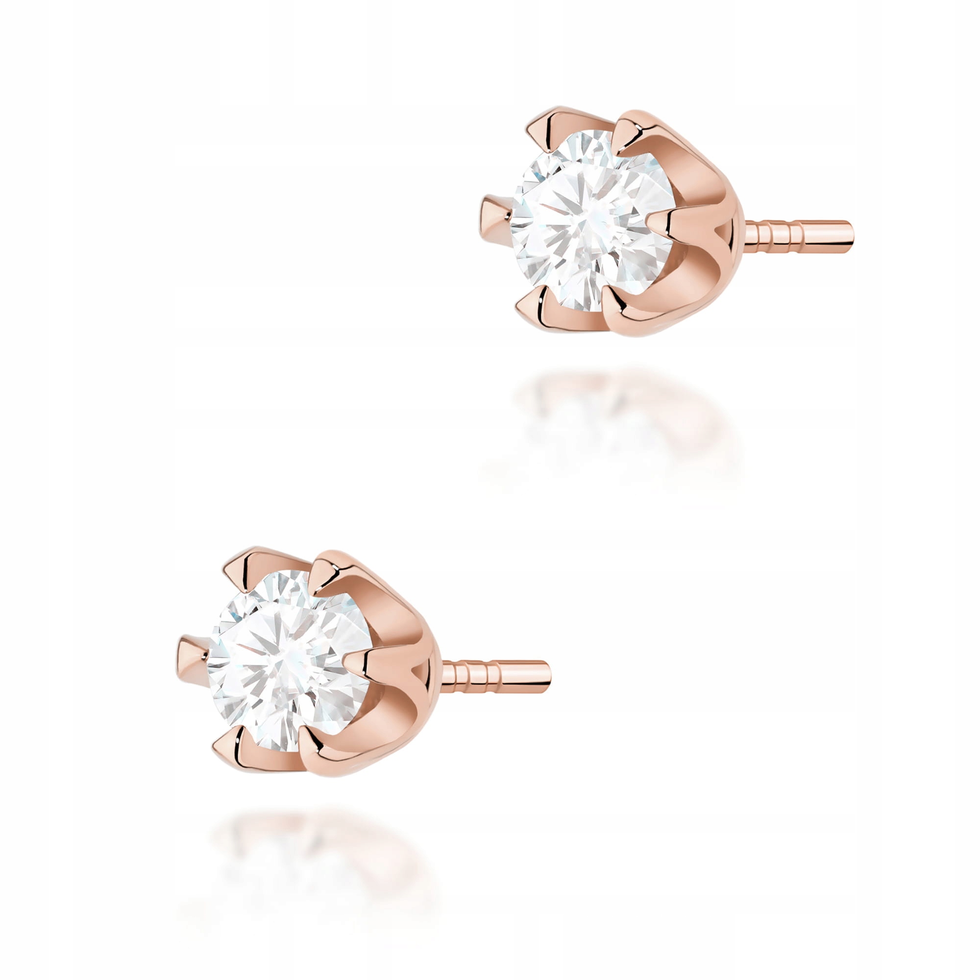 Náušnice z růžového zlata 585 s bílými brilianty Valentýn 1.7 g tyčinka