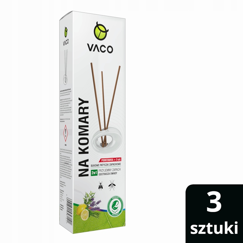 3x Nowe Bukowe Patyczki Zapachowe na Komary Muchy VACO AROMA Marka Vaco