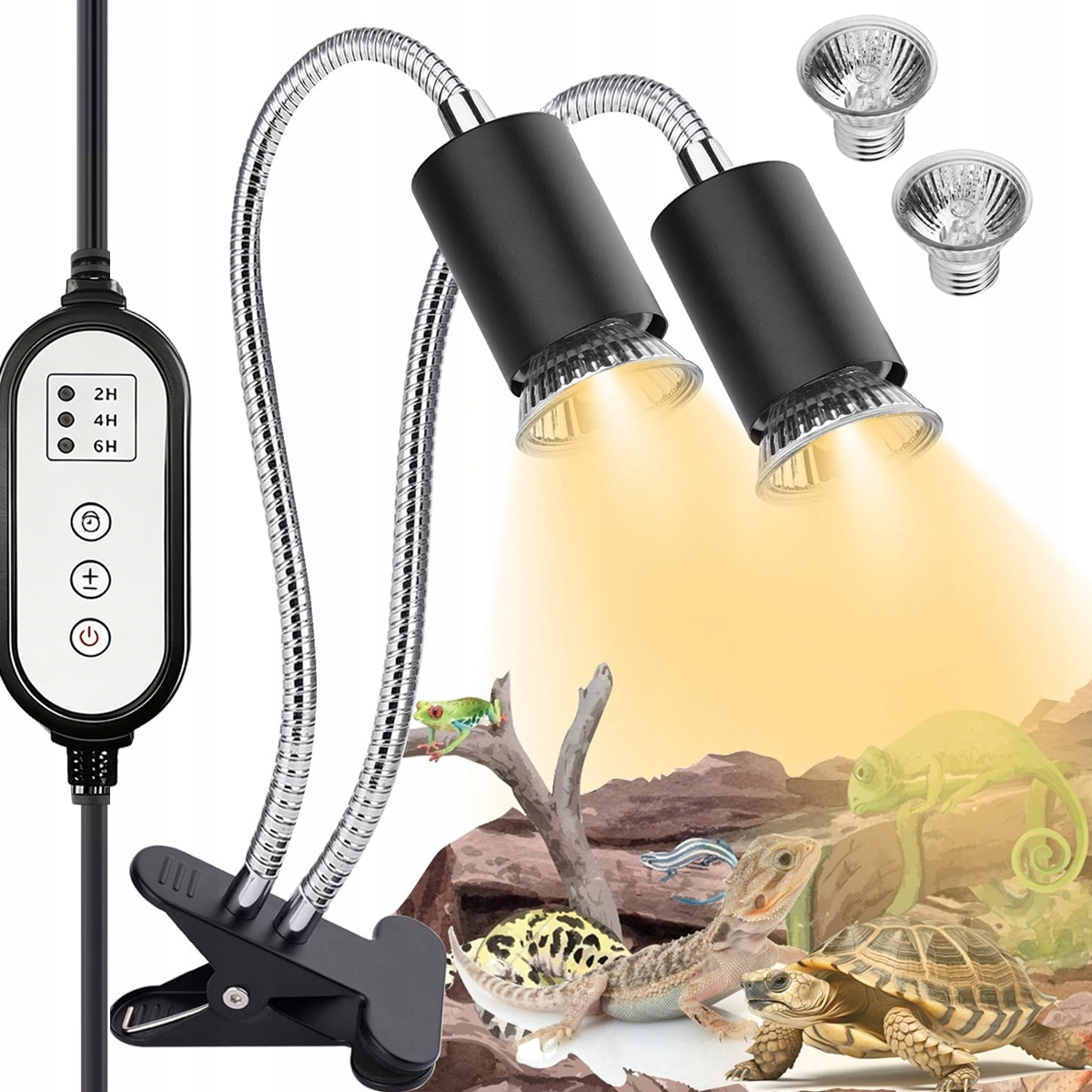 Levně Dvojitá Terarijní Topná Lampa Uva Uvb 25W 50W