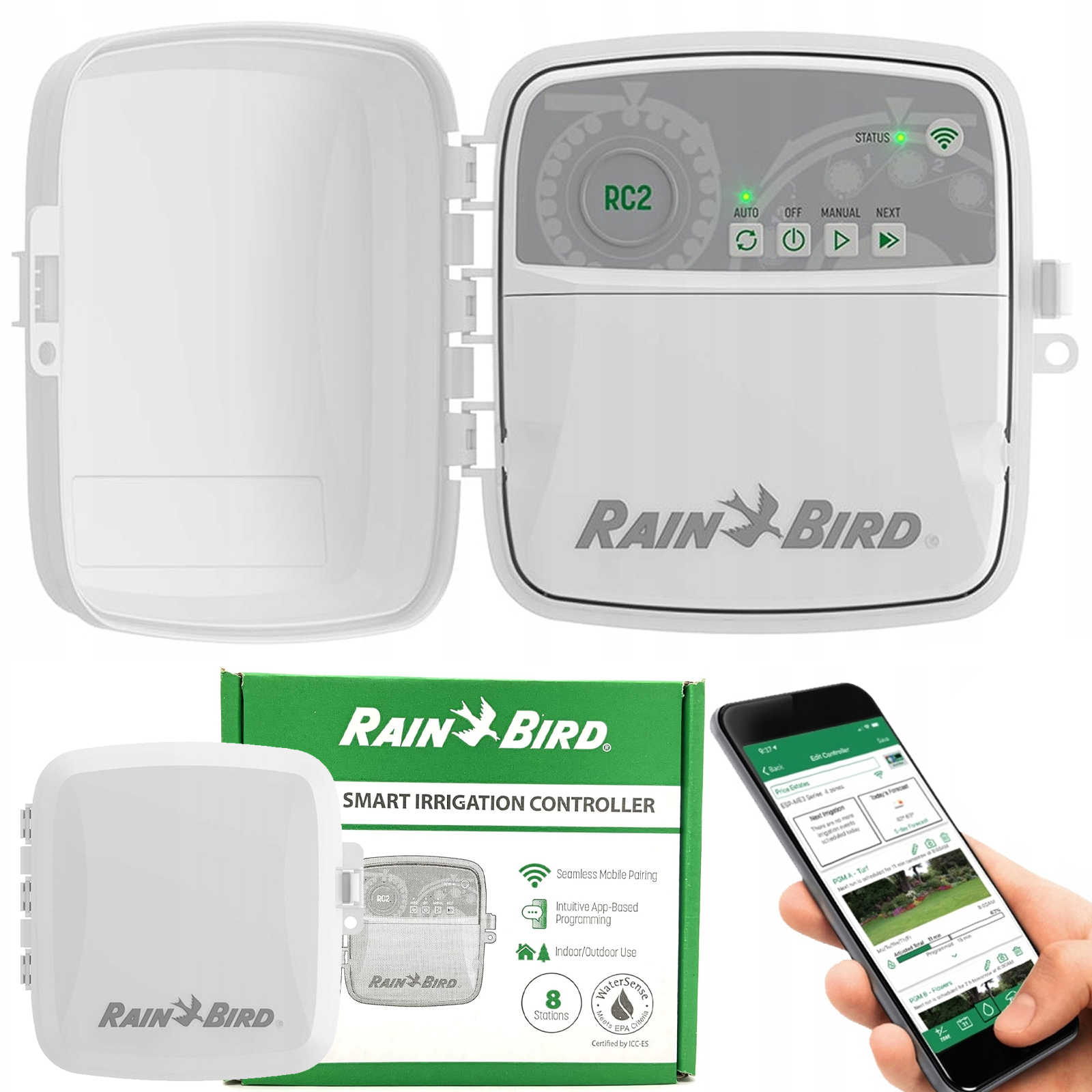 Ovládač Pre Zavlažovanie Záhrady Vonkajší Wifi RC2 8 Sekcie Rain Bird Vonkajší