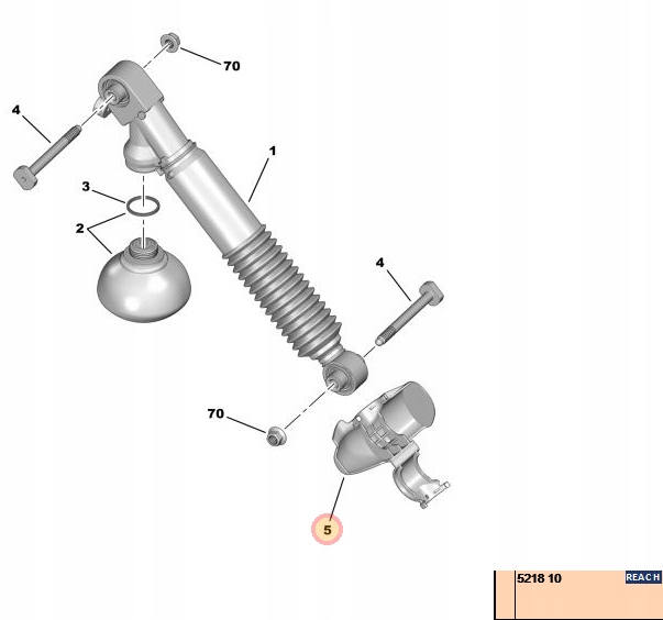 OSŁONA AMORTYZATORA PRAWY TYŁ CITROEN C5 C6 521810 Numer katalogowy części 521810