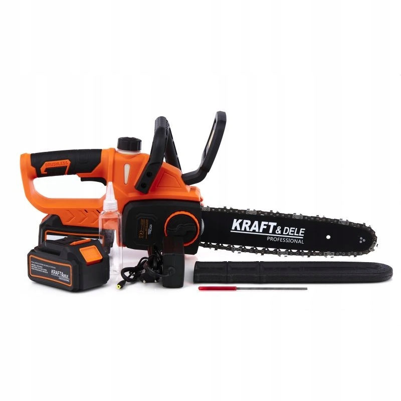 Set Aku Řetězová Pila 2x4Ah 12" 1300W 21V Kraft&dele