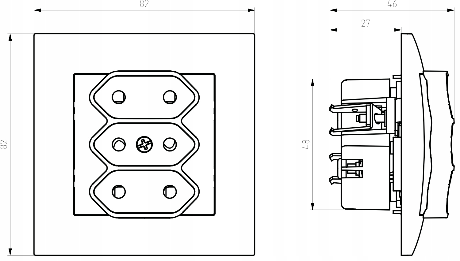 GNIAZDO POTRÓJNE GNIAZDKO ŚCIENNE ARIA BIAŁE Przeznaczenie Elektryczne